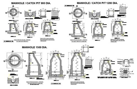 D Autocad Drawing Having The Details Of The Manhole Catch Pit Download The Dwg Autocad File