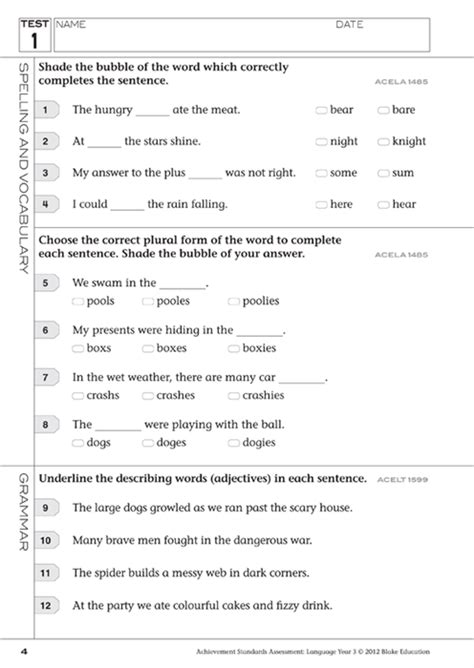 The switch will likely see an increased focus on spelling, and an expansion of their reading and writing into new genres and styles. Downloadable pdf: Achievement Standards Assessment ...