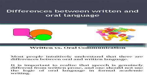 Differences Between Written And Oral Language Pdf Document