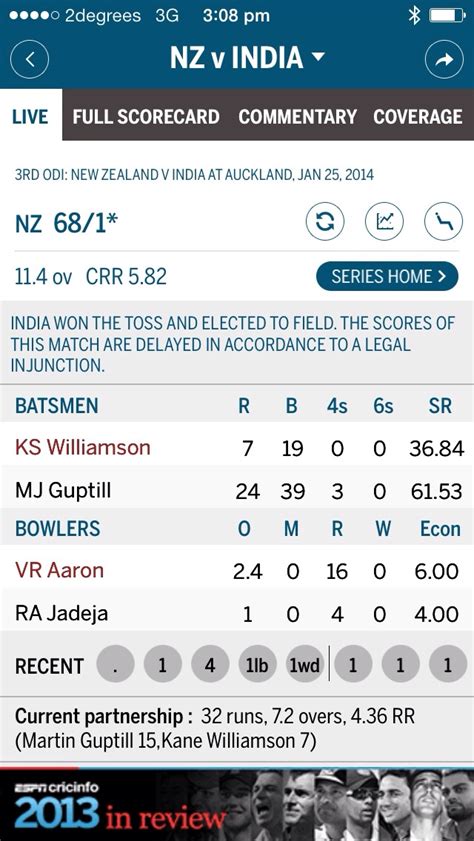 Livescore brings you the latest live sports scores, updates, videos and breaking news. ESPN Cricinfo app live score today: "The scores of this ...
