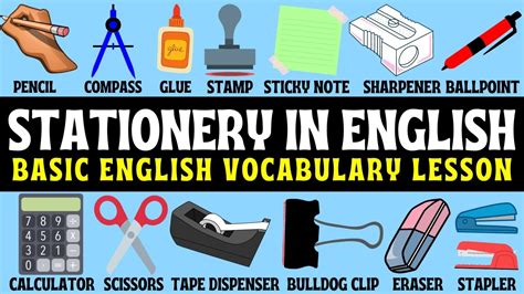 Stationery In English Glossary Types Of Stationary Useful Words