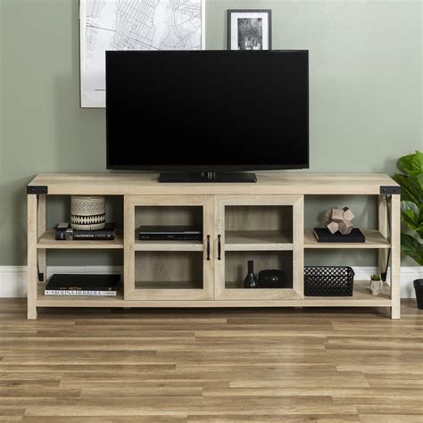 Woven Paths Farmhouse 2 Door Metal X Tv Stand For Tvs Up To 80 White