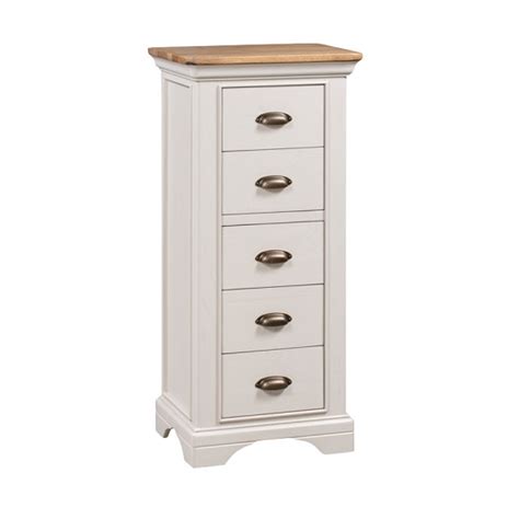 Leanne Tall Narrow Chest Of Drawers In Stone Washed White Furniture