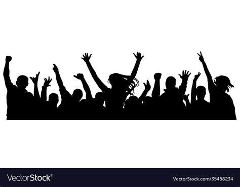 Cheerful Crowd People Cheering Applause Party Vector Image