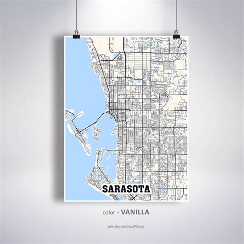 Sarasota Map Print Sarasota City Map Florida Fl Usa Map Etsy