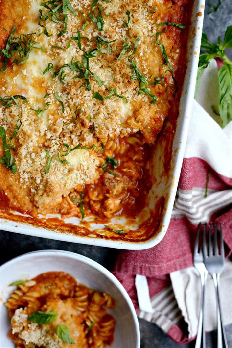 Chicken parmesan casserole is a quick and easy recipe, made with leftover chicken, parmesan, mozzarella, and tomato paste. One-Pan Chicken Parmesan Casserole - Simply Scratch