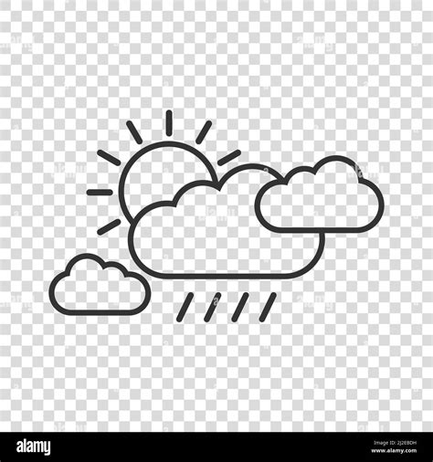 Weather Icon In Flat Style Sun Cloud And Rain Vector Illustration On