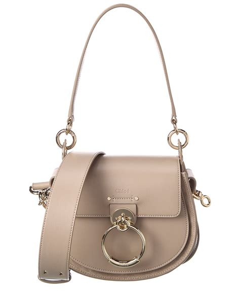 Chloé Tess Small Leather And Suede Shoulder Bag In Grey Modesens