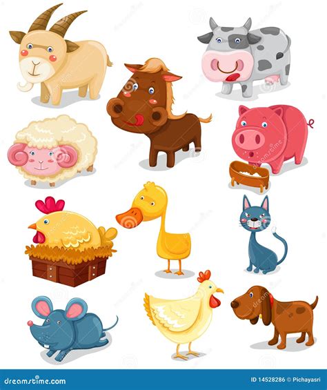 Farm Animals Set Stock Vector Illustration Of Funny 14528286