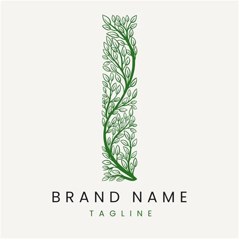 Premium Vector Letter I Tree Branch Formed From Twigs Leaves Logo Design