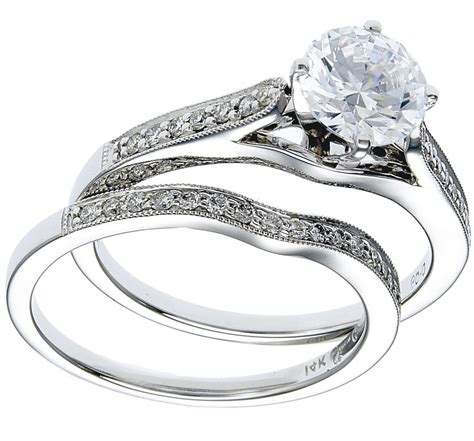 White Gold Diamond Ring Band Wedding Set