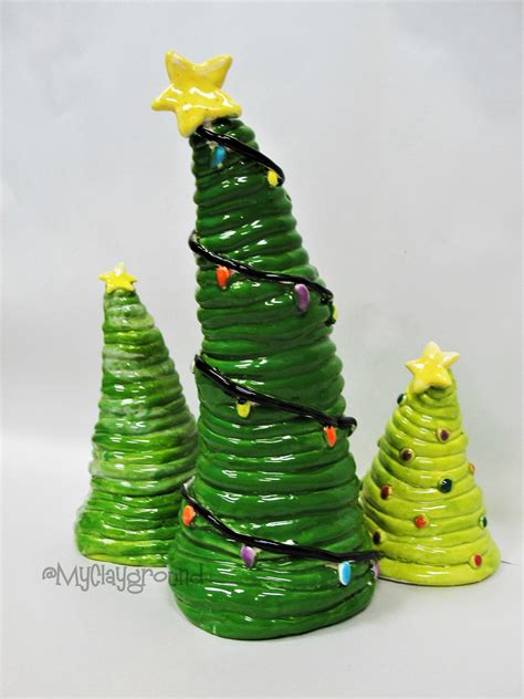 Clay Christmas Trees Clay Projects Fun Crafts Christmas Decorations