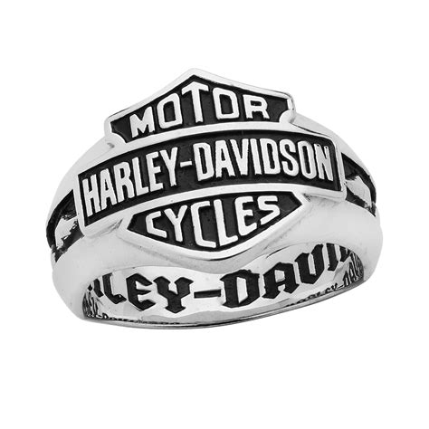 Mens Harley Davidson ® Heavy Bar And Shield Ring Sterling Silver Sizes