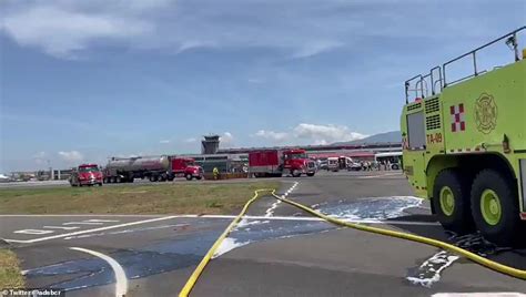 Dhl Cargo Plane Spins Out On Runway On Failed Landing Gear As It Is Forced To Return To Costa