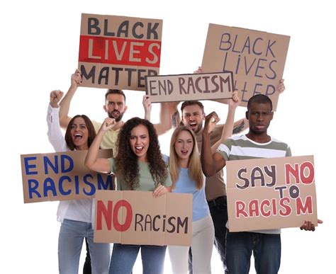 Premium Photo Protesters Demonstrating Different Anti Racism Slogans