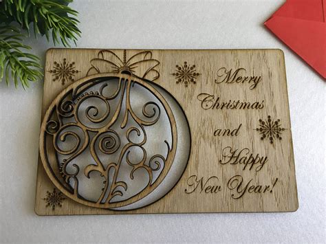 wooden merry christmas holiday cards personalized greeting