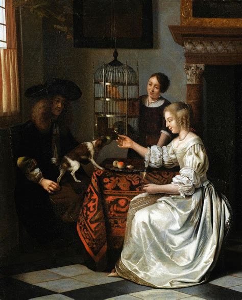 pieter de hooch 1629 1684 jeune femme nourrissant son perroquet alain r truong