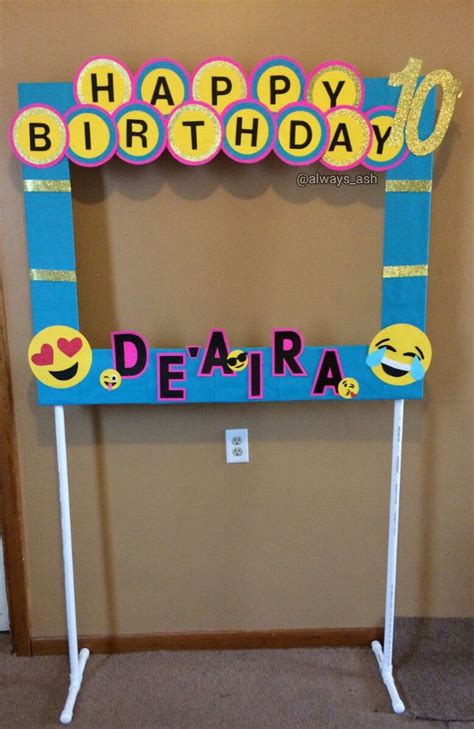 Diy photobooth backdrop | cheap and easy party decor. Diy emoji photo booth frame party decorations...all custom ...
