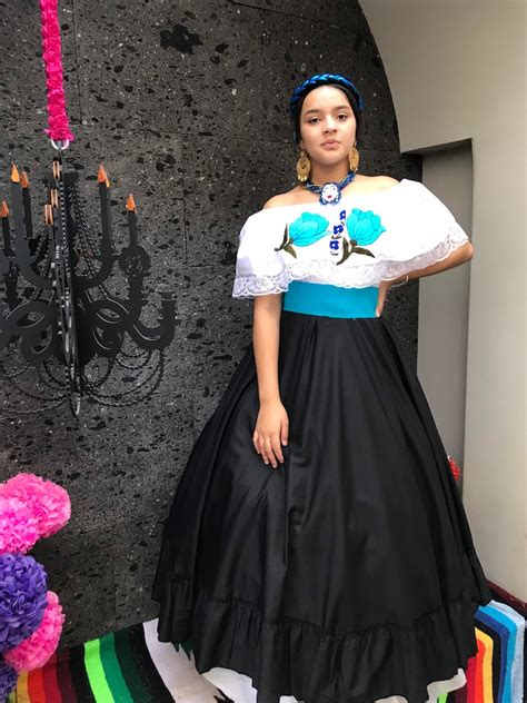 Mexican Black Dress With Top Handmade Beautiful Frida Kahlo Etsy