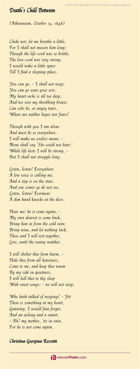 death s chill between poem by christina georgina rossetti