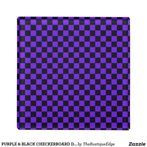 Purple And Black Checkerboard Design Glass Coaster Black Coasters