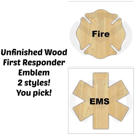 Fire EMS Emblem Unfinished Wood Laser Cutout Wreath Accent | Etsy