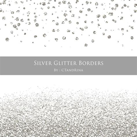 Silver Glitter Borders Glitter Digital Borders Silver Etsy Uk