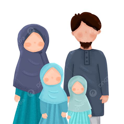 Ilustración Familia Musulmana Con Dos Hijas Png Familia Musulmán
