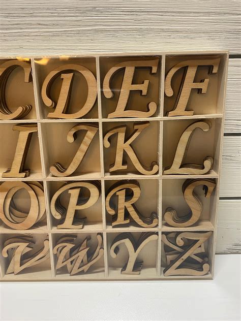 Wood Laser Cut Alphabet Set Total Of Pieces Etsy