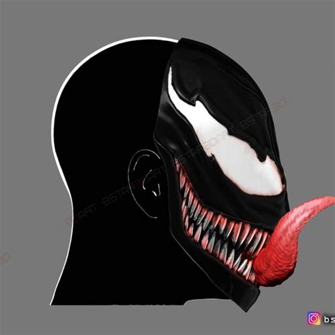 Download Stl File Venom Half Mask Marvel Cosplay Halloween Mask 3d