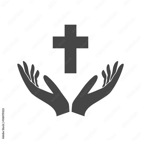 Illustration Of Two Hands Offering A Christian Cross Hands Holding