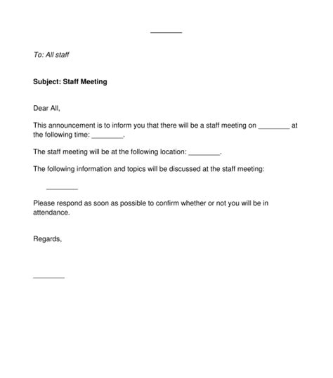 Announcement Of Staff Meeting Sample Template