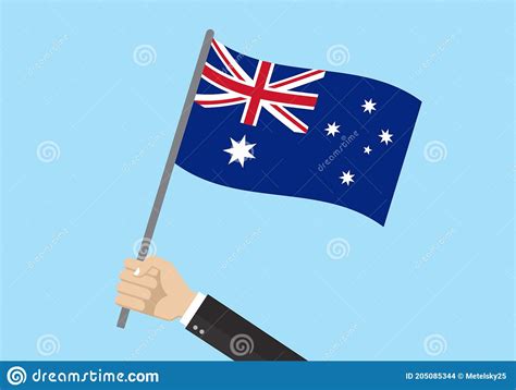 Australia Waving Flag Hand Holding Australian Flag National Symbol