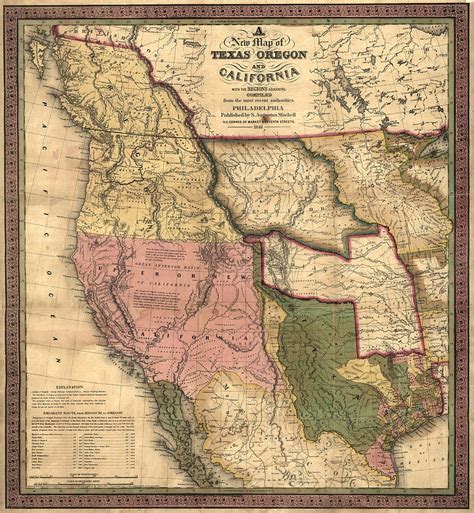 A New Map Of Texas Oregon And California With The Regions Adjoining