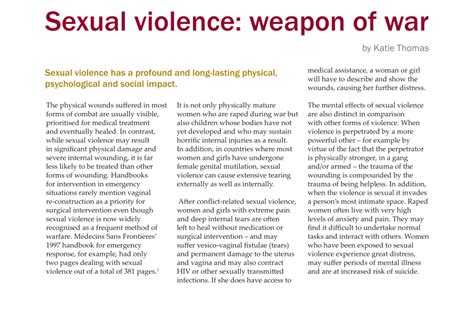 Pdf Sexual Violence As A Weapon Of War