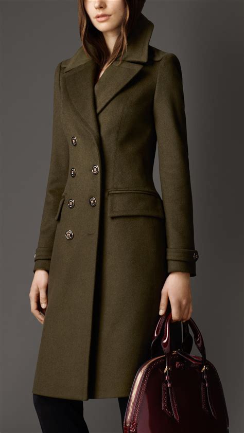 Burberry Wool Cashmere Military Coat In Green Lyst