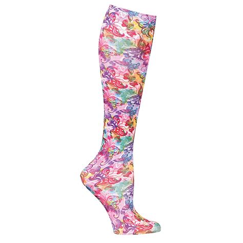 Celeste Stein® Womens Printed Closed Toe Wide Calf Firm Compression Knee High Stockings 6