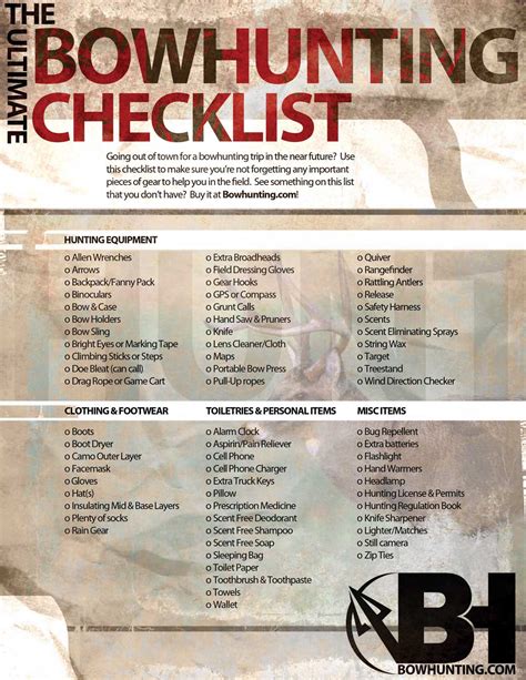 Bowhunter S Checklist Bowhunting Com