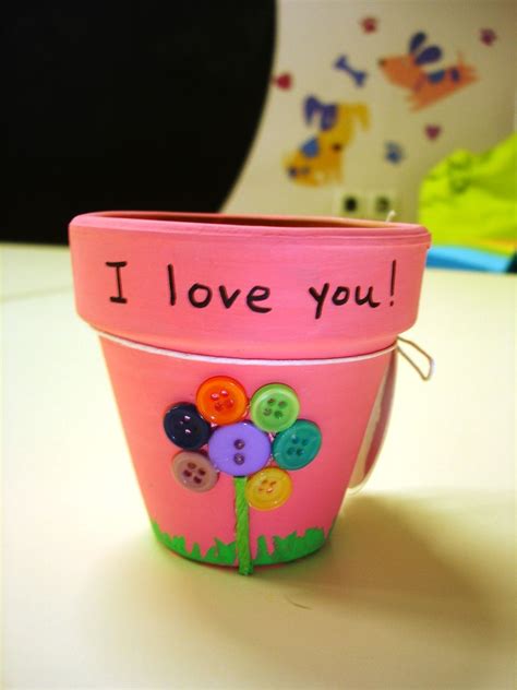 Flower Pots With Buttons For Mothers Day Kindergarten Crafts