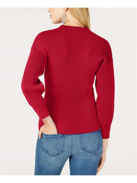 Inc Womens Ribbed Pullover Mock Turtleneck Sweater Red L 706254028615