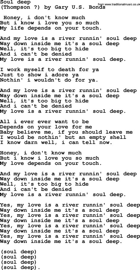 Bruce Springsteen Song Soul Deep Lyrics