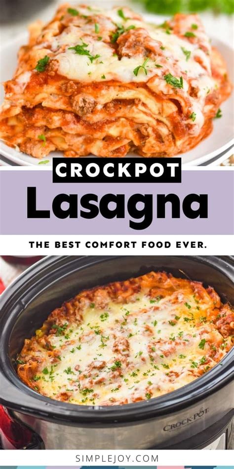 Crockpot Lasagna Simple Joy