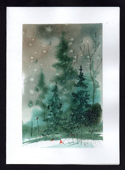 Love this idea.using one button on a plain card #christmas #christmascrafts #christmascards. Hand painted Watercolor Christmas Card
