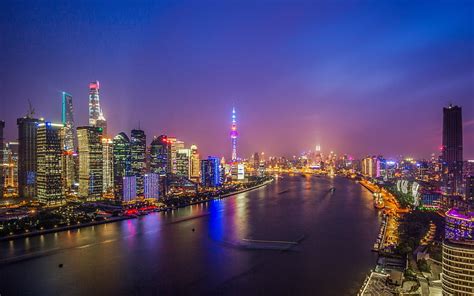 Hd Wallpaper Shanghai Huangpu River Lujiazui Night View Building