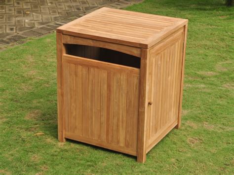 Wholesaleteak Outdoor Patio Grade A Teak Wood Waste Trash Can Box