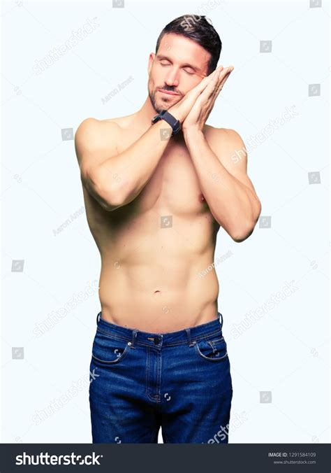 Handsome Shirtless Man Showing Nude Chest Foto Stok Shutterstock
