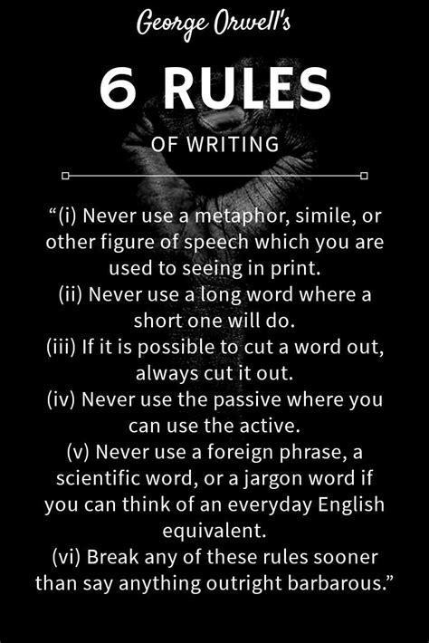 Rules Of Writing By George Orwell Book Writing Tips Writing Memes