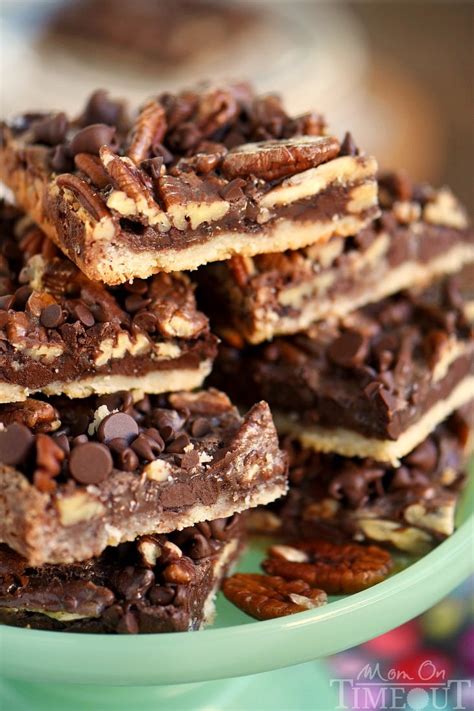 That tasty buttery, shortbread crust is topped with the classic crunchy, sticky, sweet pecan filling and baked until golden. Chocolate Pecan Pie Bars - Mom On Timeout