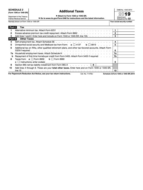 2019 Form Irs 1040 Schedule 2 Fill Online Printable Fillable Blank