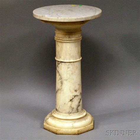 White Marble Pedestal Base Stand 28 14 Top Dia 16 I